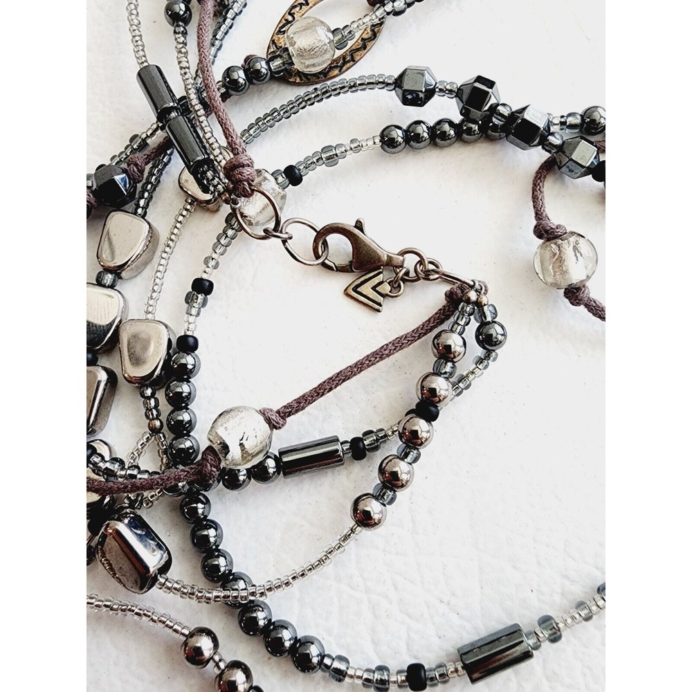 Silpada Sterling Silver Multistrand Hematite Seed Bead Dewdrops Necklace N2097 - Picture 6 of 7